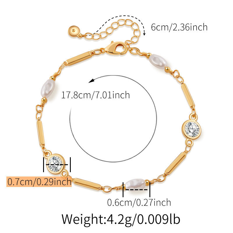 18K Real Gold Pearl Bracelet