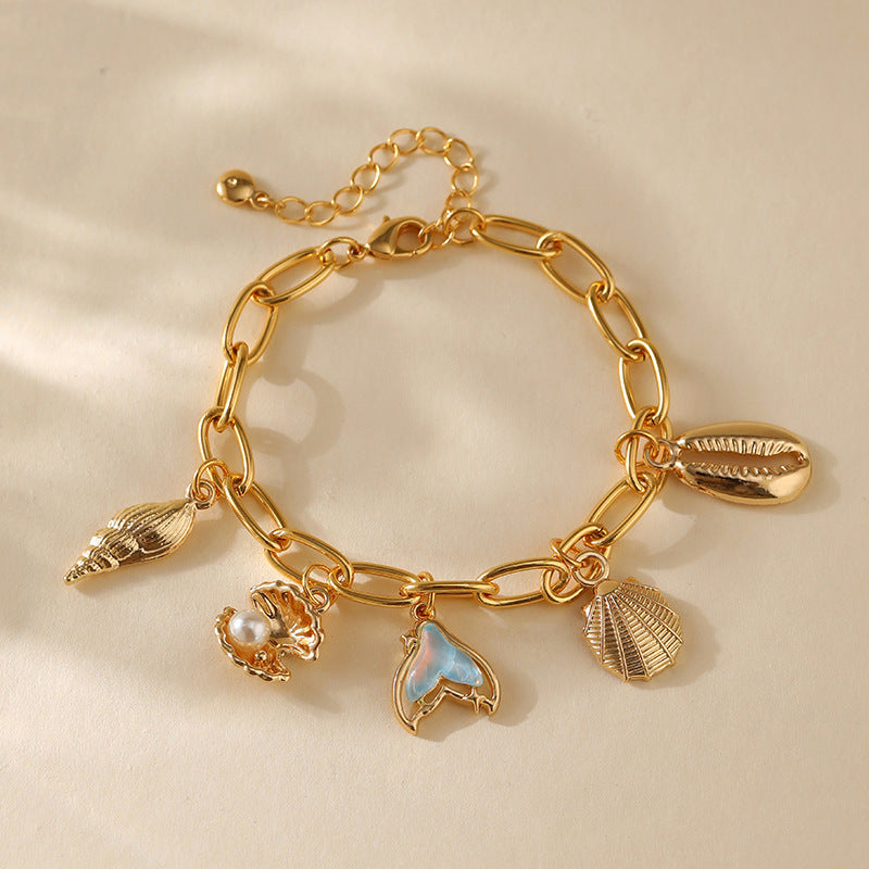 18K Real Gold Handmade Pendant Bracelet