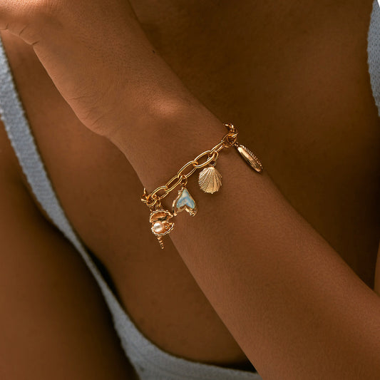 18K Real Gold  Handmade Pendant Bracelet