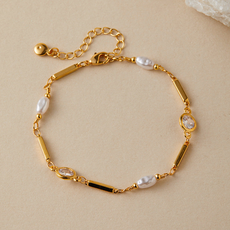 18K Real Gold  Pearl Bracelet
