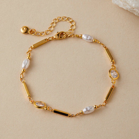 18K Real Gold  Pearl Bracelet