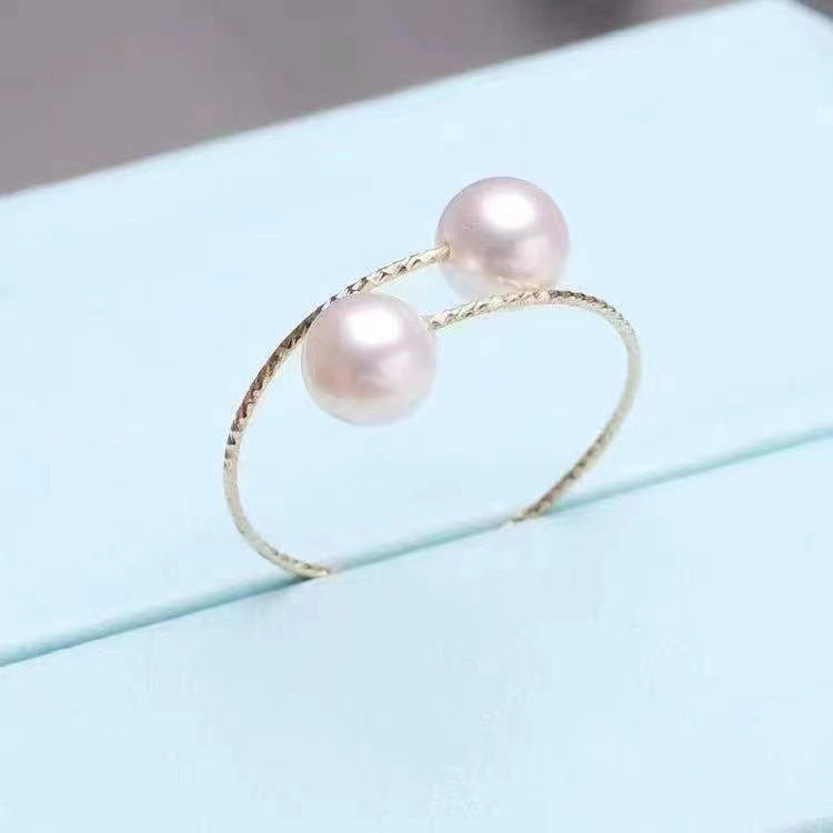 18k Gold Pearl Elastic Ring