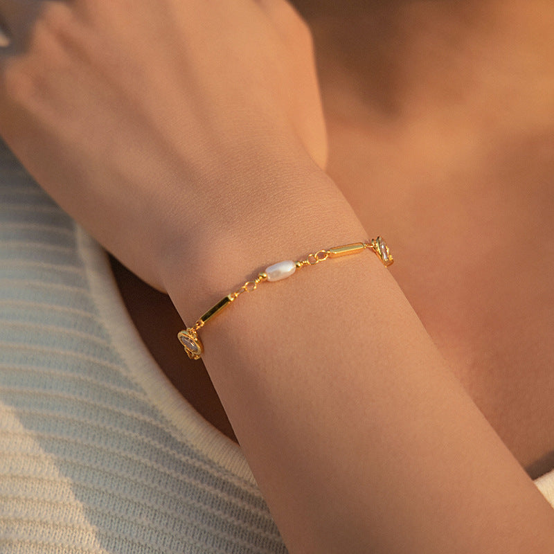 18K Real Gold  Pearl Bracelet