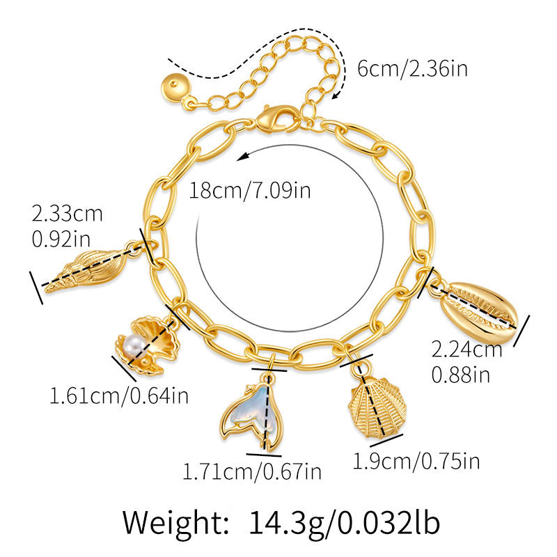 18K Real Gold  Handmade Pendant Bracelet