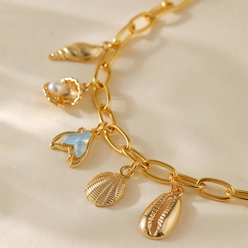 18K Real Gold  Handmade Pendant Bracelet